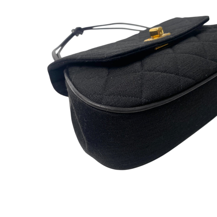 美品 シャネル CHANEL レディース ターンロック ジャージ コットン ハンドバッグ