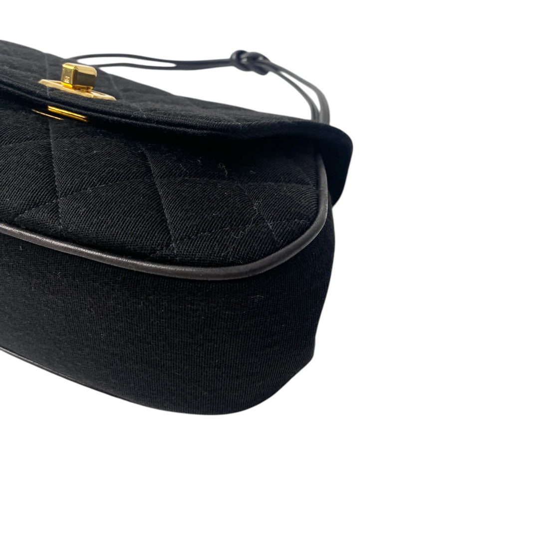 美品 シャネル CHANEL レディース ターンロック ジャージ コットン ハンドバッグ