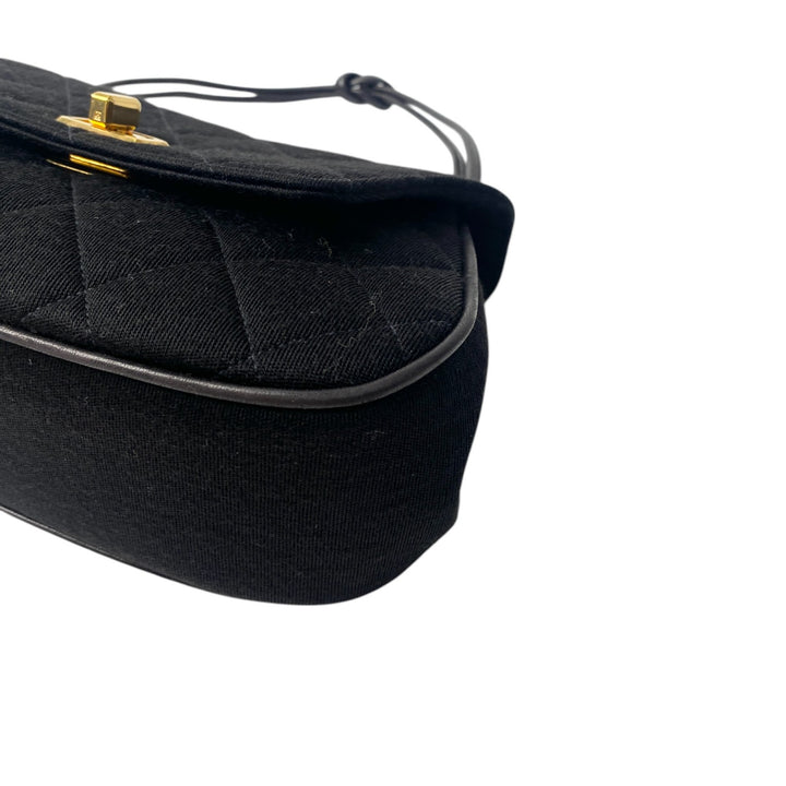 美品 シャネル CHANEL レディース ターンロック ジャージ コットン ハンドバッグ