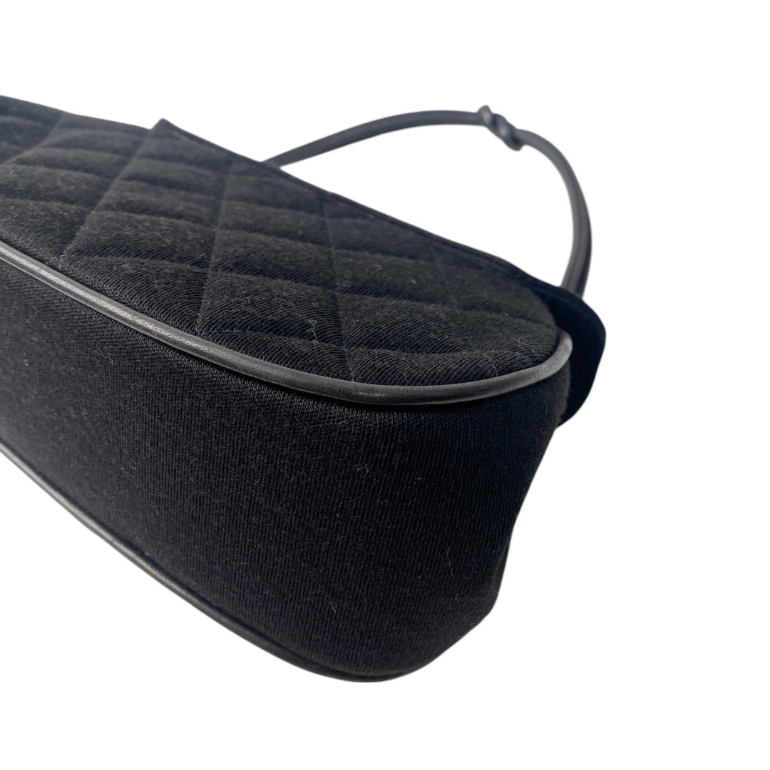 美品 シャネル CHANEL レディース ターンロック ジャージ コットン ハンドバッグ