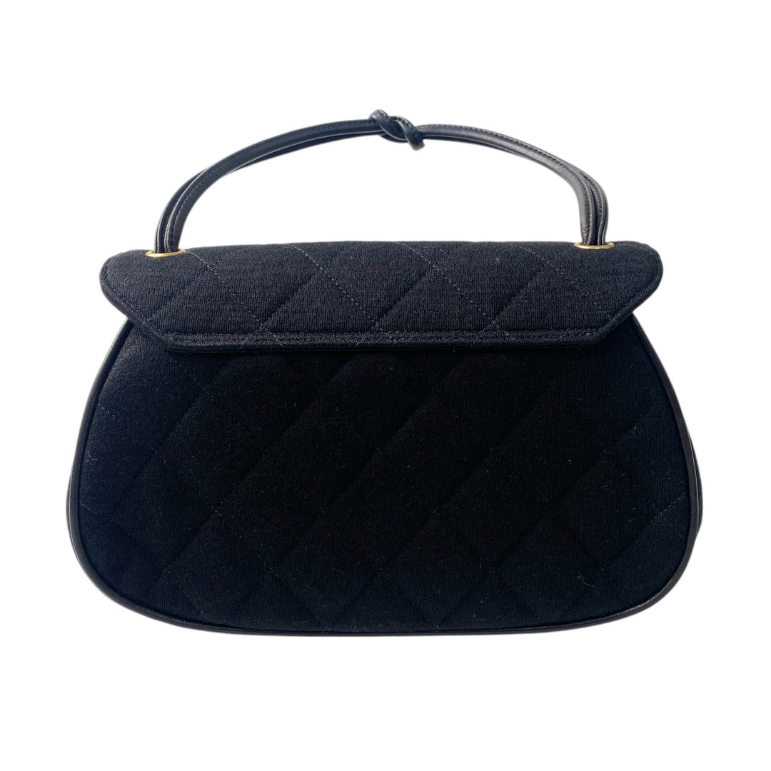 美品 シャネル CHANEL レディース ターンロック ジャージ コットン ハンドバッグ