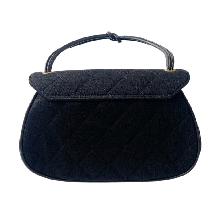 美品 シャネル CHANEL レディース ターンロック ジャージ コットン ハンドバッグ