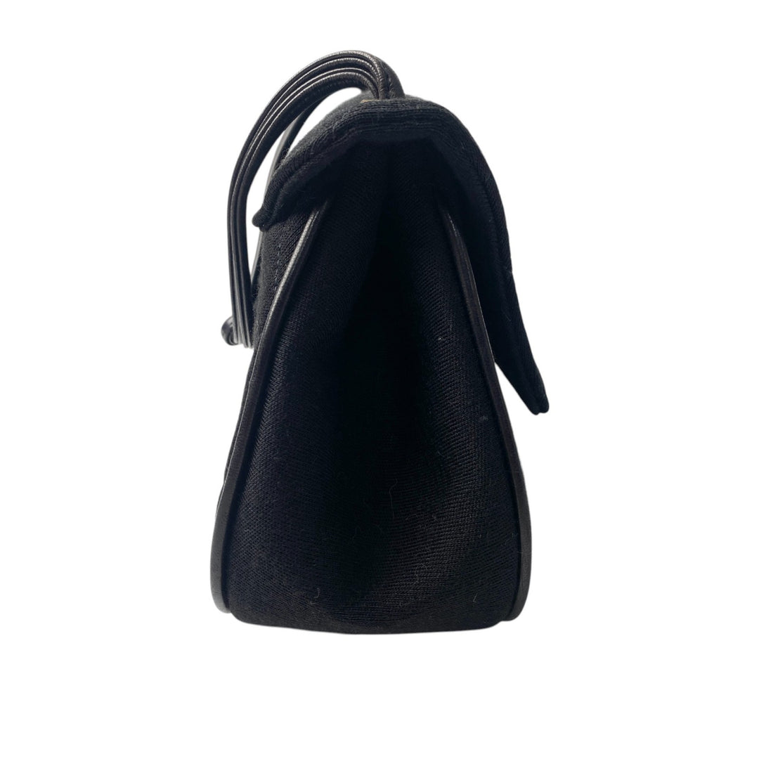 美品 シャネル CHANEL レディース ターンロック ジャージ コットン ハンドバッグ