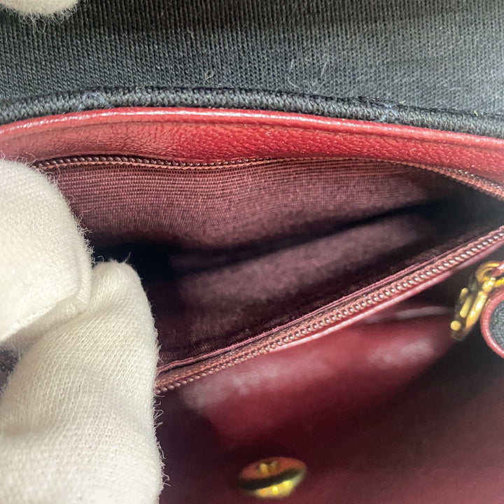 美品 シャネル CHANEL レディース ターンロック ジャージ コットン ハンドバッグ