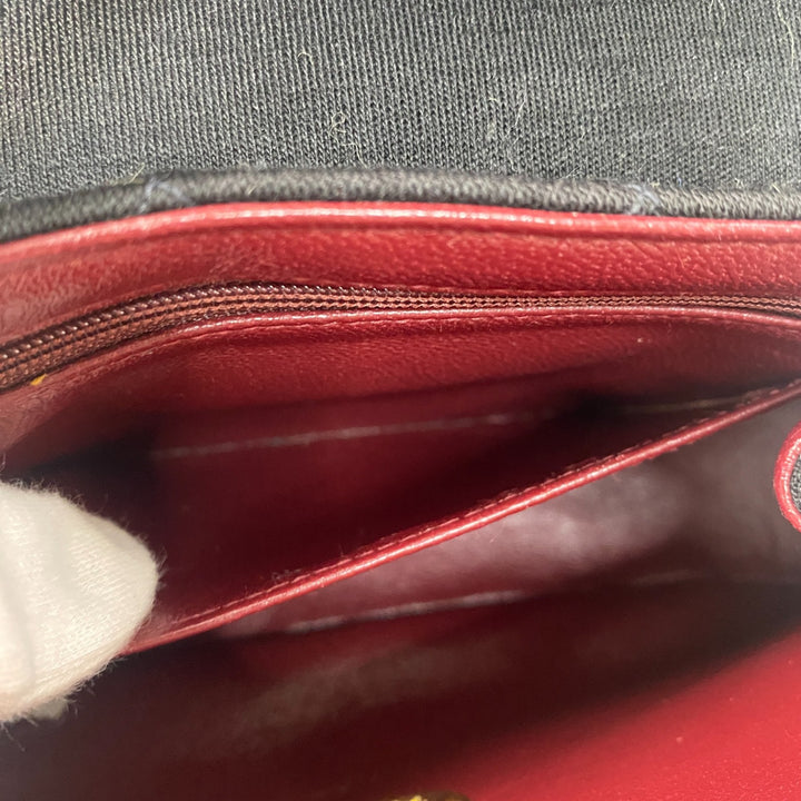 美品 シャネル CHANEL レディース ターンロック ジャージ コットン ハンドバッグ