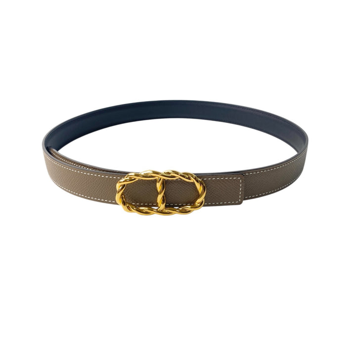 美品 エルメス HERMES レディース ベルト マイヨン・トルサド バックル イエローゴールド YG 75