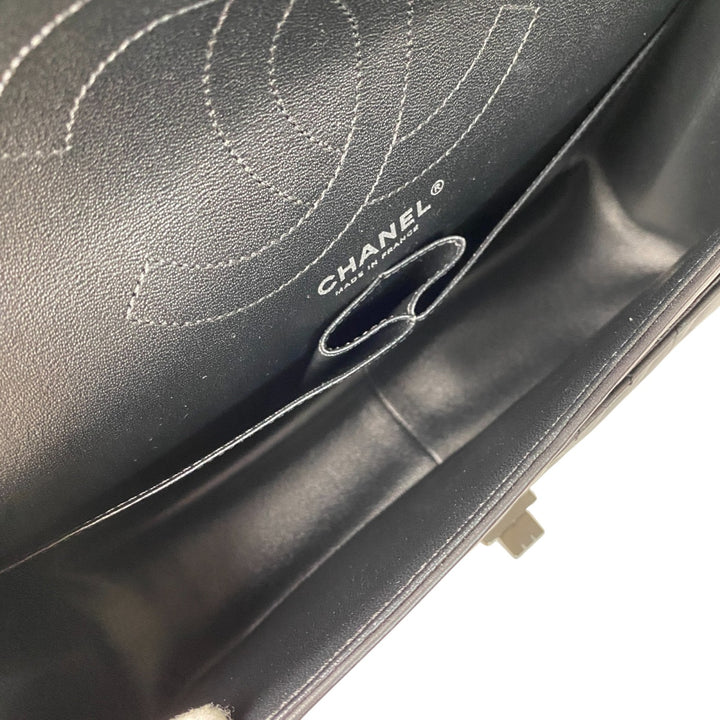 美品 シャネル CHANEL レディース ソーブラック シェブロン 2.55 Wフラップ チェーン ショルダーバッグ 斜めがけ クロスボディ