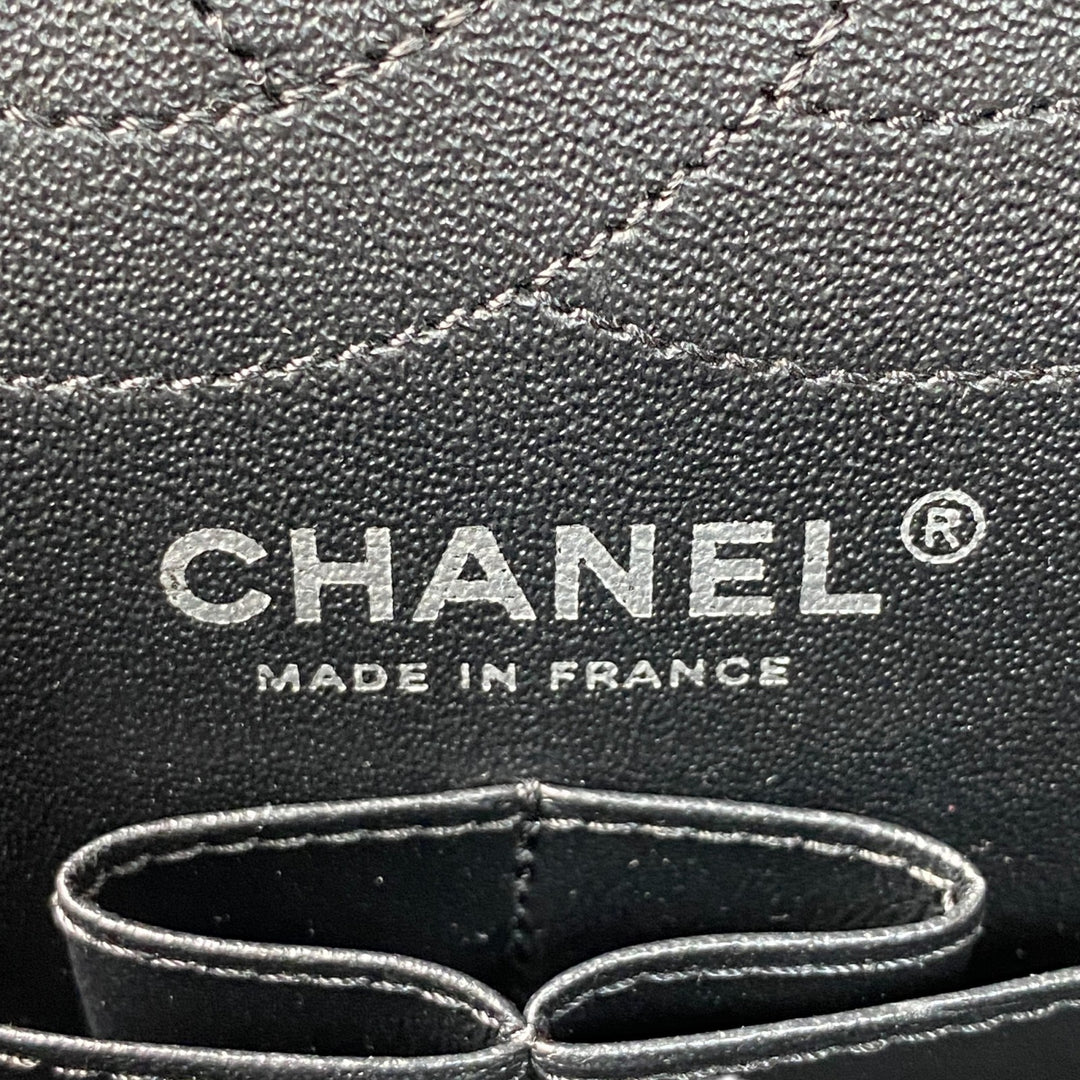 美品 シャネル CHANEL レディース ソーブラック シェブロン 2.55 Wフラップ チェーン ショルダーバッグ 斜めがけ クロスボディ