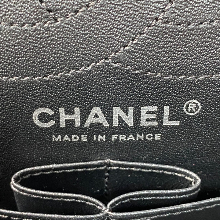 美品 シャネル CHANEL レディース ソーブラック シェブロン 2.55 Wフラップ チェーン ショルダーバッグ 斜めがけ クロスボディ