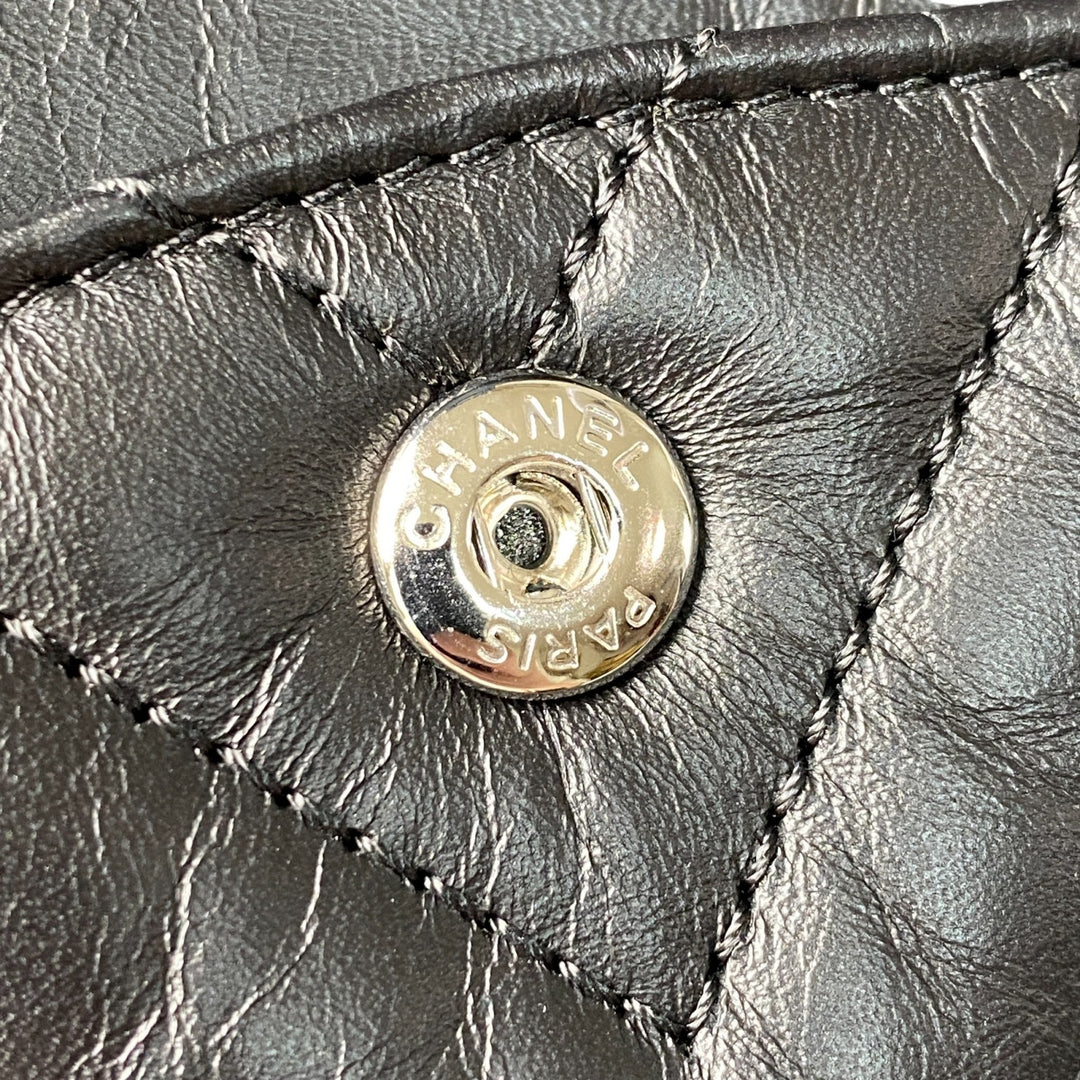 美品 シャネル CHANEL レディース ソーブラック シェブロン 2.55 Wフラップ チェーン ショルダーバッグ 斜めがけ クロスボディ