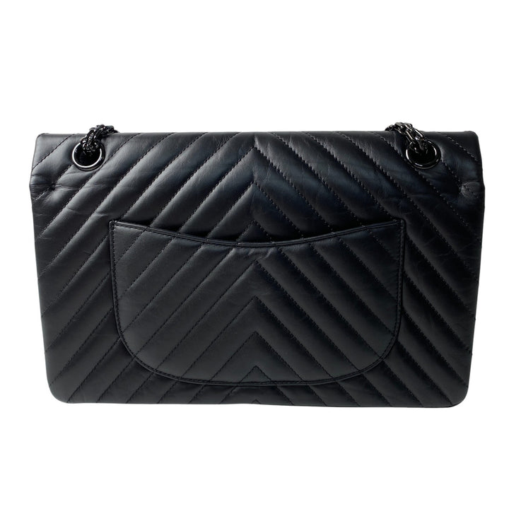 美品 シャネル CHANEL レディース ソーブラック シェブロン 2.55 Wフラップ チェーン ショルダーバッグ 斜めがけ クロスボディ