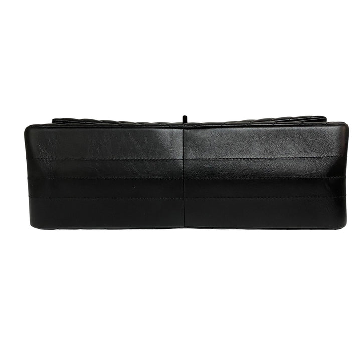 美品 シャネル CHANEL レディース ソーブラック シェブロン 2.55 Wフラップ チェーン ショルダーバッグ 斜めがけ クロスボディ