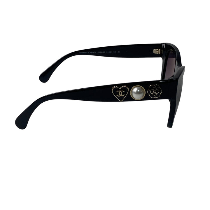 美品 シャネル CHANEL レディース サングラス パール カメリア ハート 5478-A 度なし