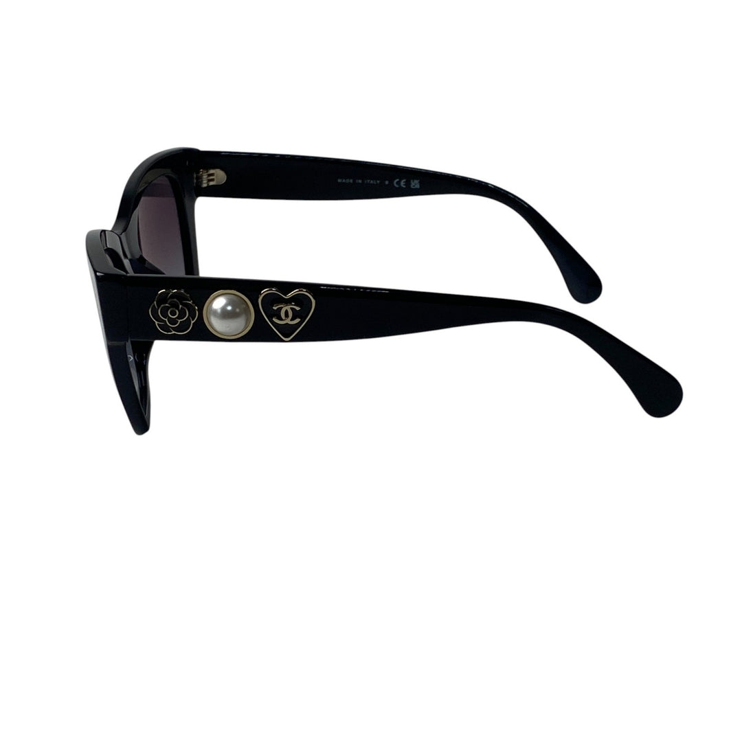 美品 シャネル CHANEL レディース サングラス パール カメリア ハート 5478-A 度なし