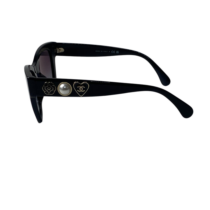 美品 シャネル CHANEL レディース サングラス パール カメリア ハート 5478-A 度なし