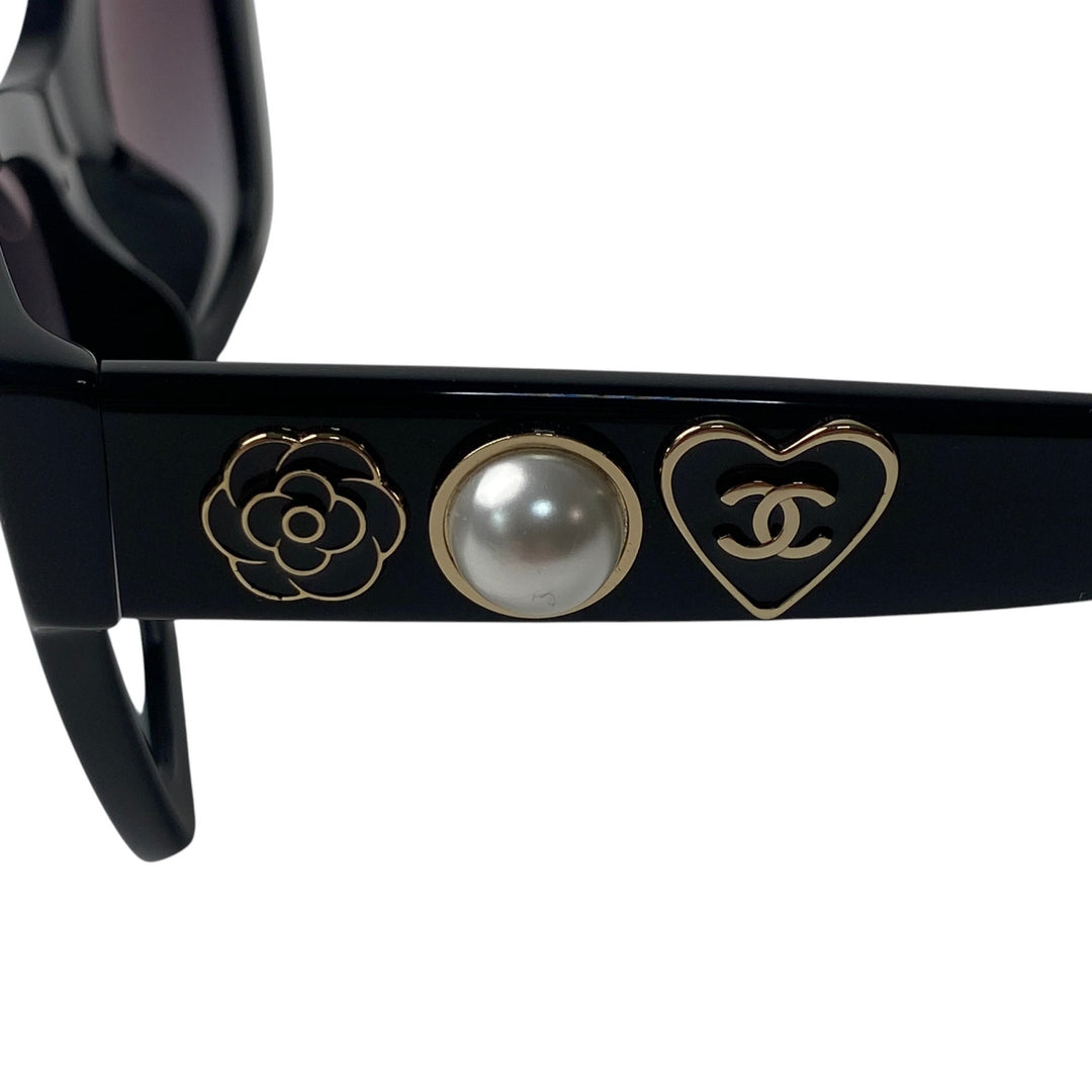 美品 シャネル CHANEL レディース サングラス パール カメリア ハート 5478-A 度なし
