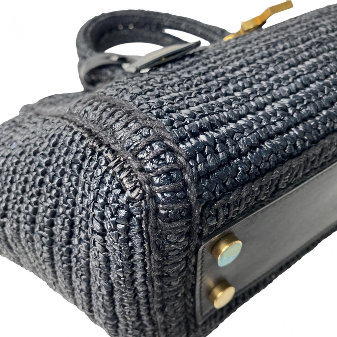 美品 サンローラン SAINT LAURENT レディース カバス ラフィア カゴバッグ ハンドバッグ ショルダーバッグ