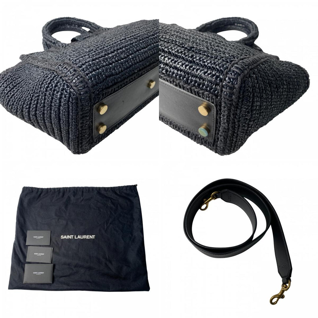 美品 サンローラン SAINT LAURENT レディース カバス ラフィア カゴバッグ ハンドバッグ ショルダーバッグ