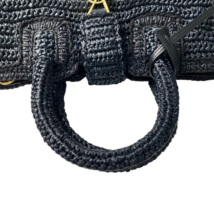 美品 サンローラン SAINT LAURENT レディース カバス ラフィア カゴバッグ ハンドバッグ ショルダーバッグ