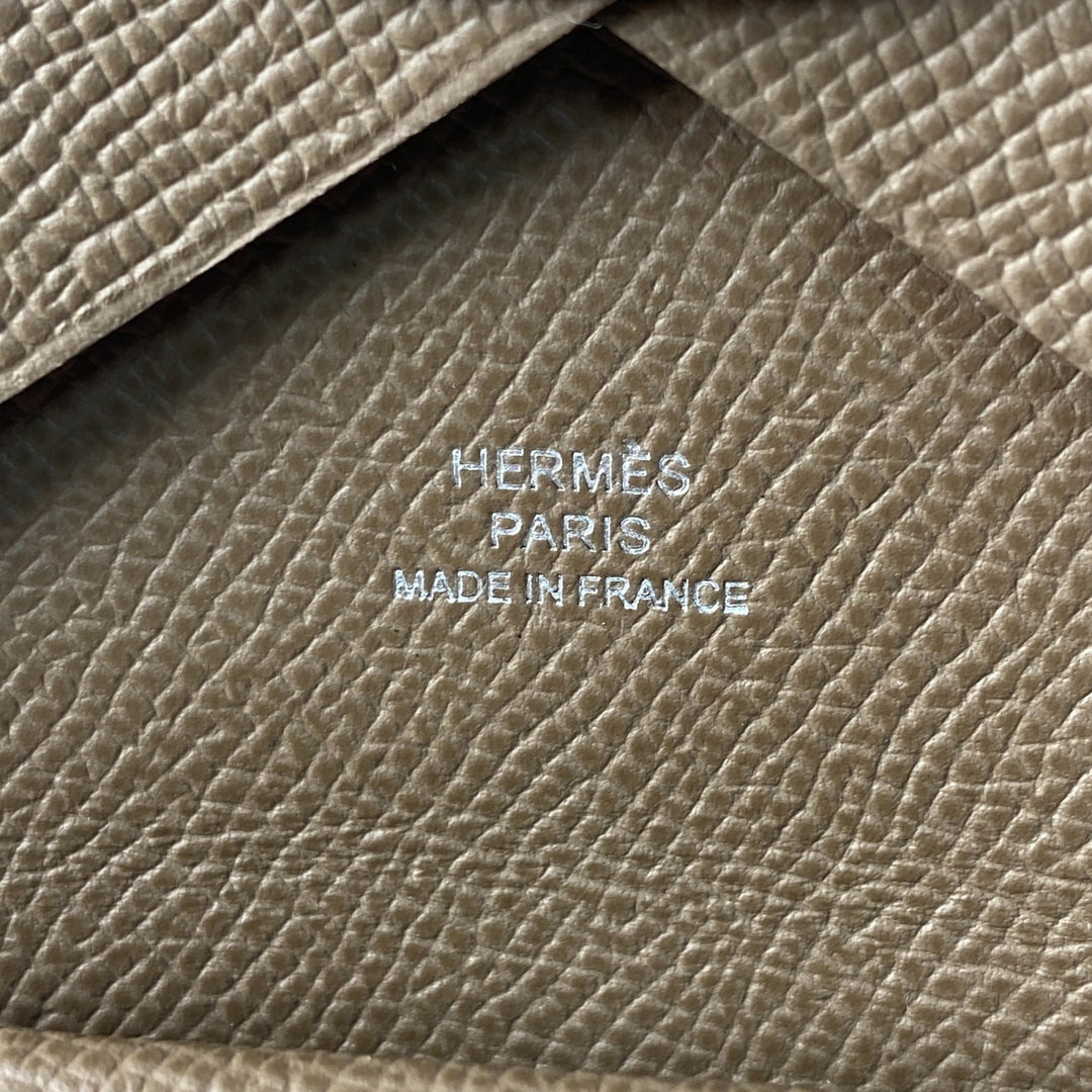 未使用 エルメス HERMES カルヴィデュオ U刻印 エトゥープ エプソン レディース