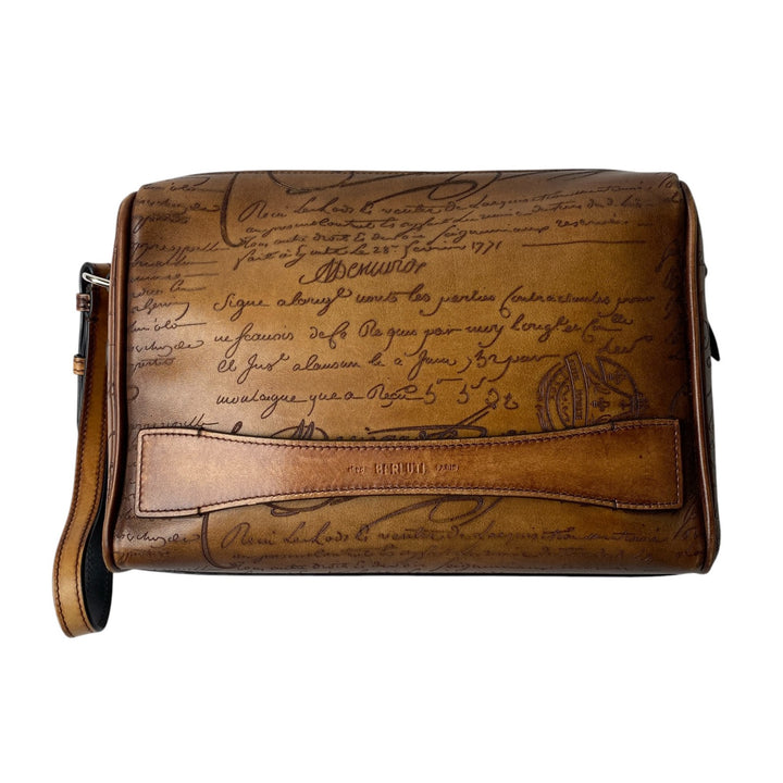 美品 ベルルッティ Berluti メンズ ローズウッド スクリットレザー ポーチ