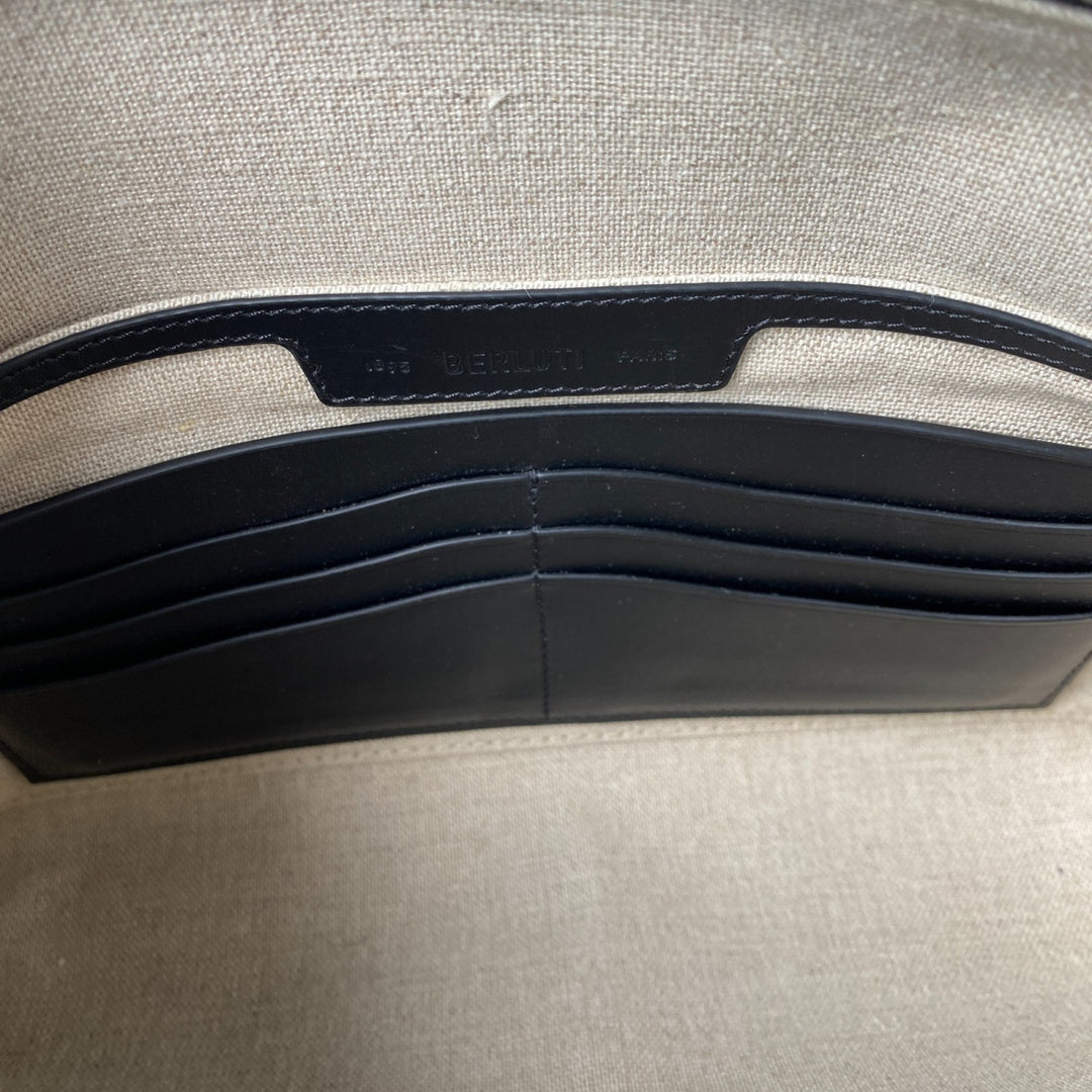 美品 ベルルッティ Berluti メンズ ローズウッド スクリットレザー ポーチ