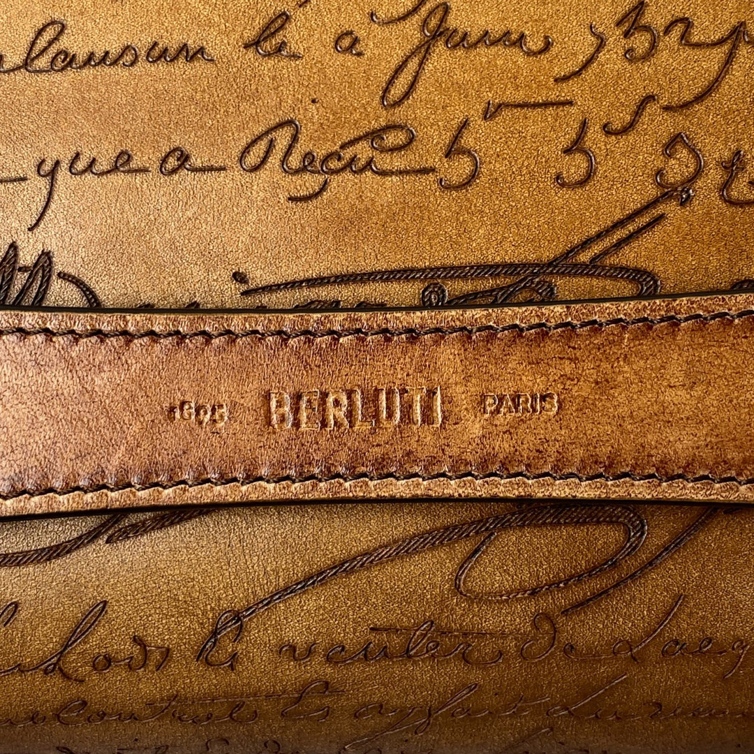 美品 ベルルッティ Berluti メンズ ローズウッド スクリットレザー ポーチ