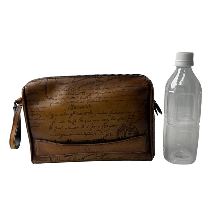 美品 ベルルッティ Berluti メンズ ローズウッド スクリットレザー ポーチ