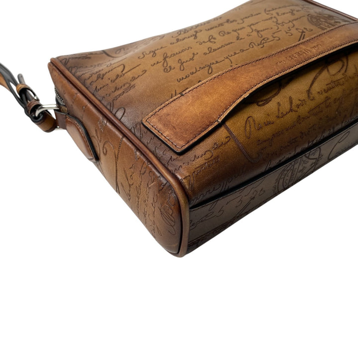 美品 ベルルッティ Berluti メンズ ローズウッド スクリットレザー ポーチ