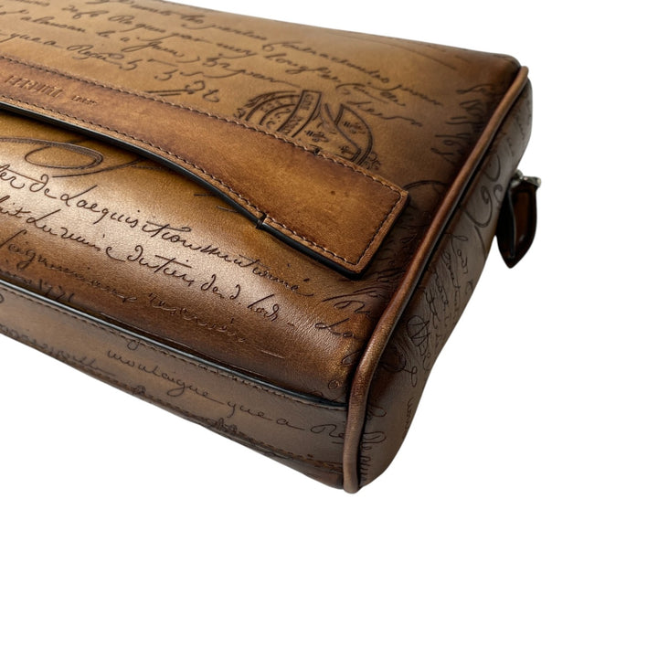 美品 ベルルッティ Berluti メンズ ローズウッド スクリットレザー ポーチ