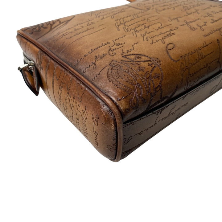 美品 ベルルッティ Berluti メンズ ローズウッド スクリットレザー ポーチ