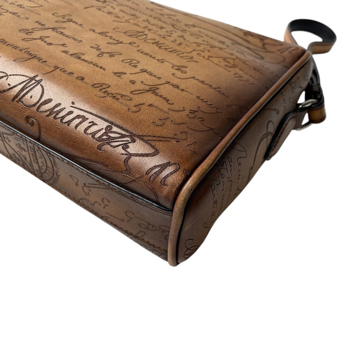 美品 ベルルッティ Berluti メンズ ローズウッド スクリットレザー ポーチ