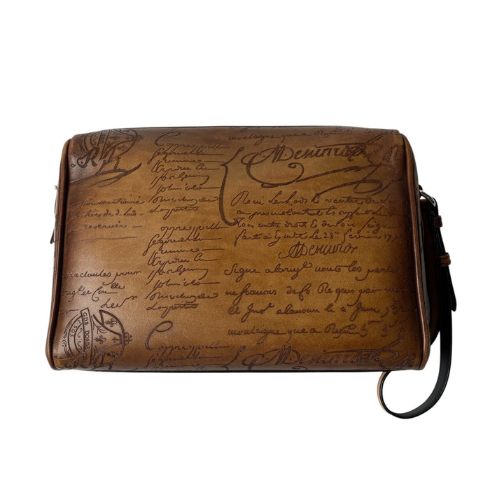 美品 ベルルッティ Berluti メンズ ローズウッド スクリットレザー ポーチ