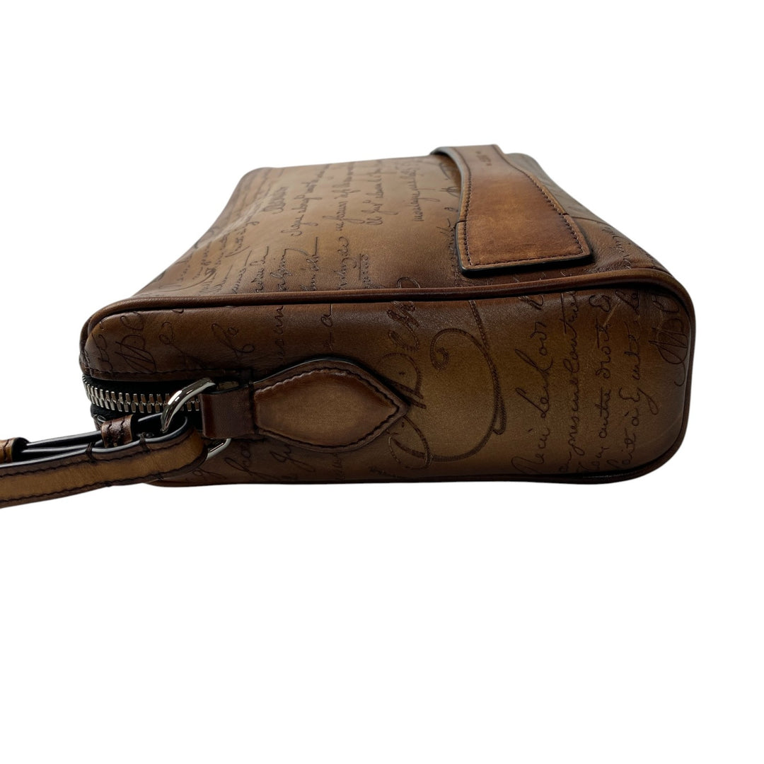 美品 ベルルッティ Berluti メンズ ローズウッド スクリットレザー ポーチ