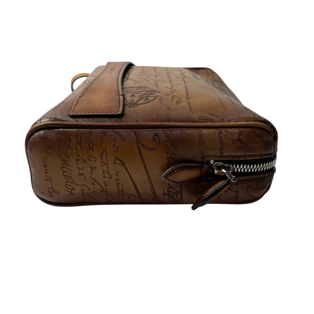 美品 ベルルッティ Berluti メンズ ローズウッド スクリットレザー ポーチ