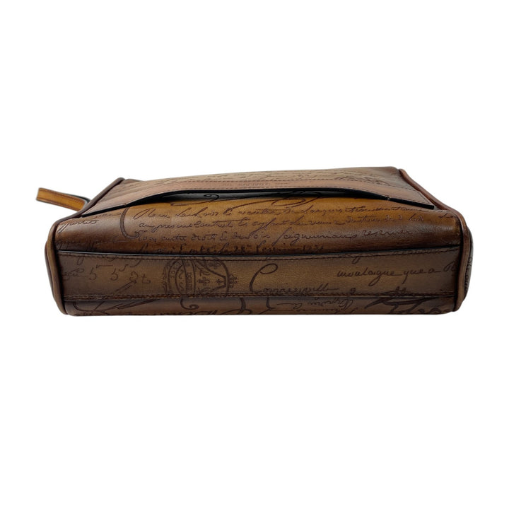 美品 ベルルッティ Berluti メンズ ローズウッド スクリットレザー ポーチ