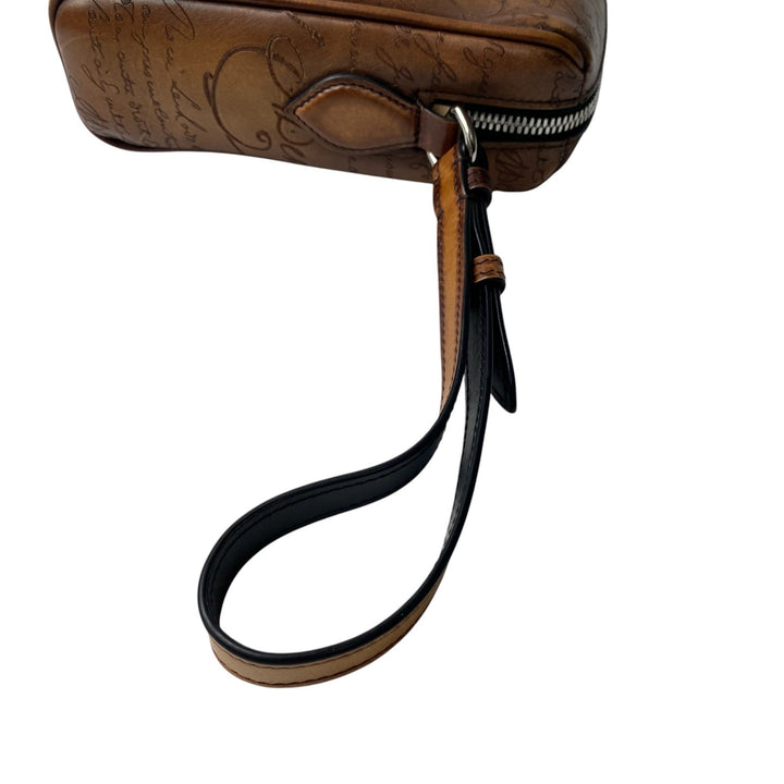 美品 ベルルッティ Berluti メンズ ローズウッド スクリットレザー ポーチ