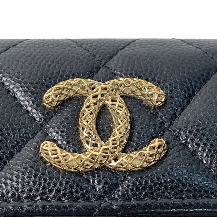 シャネル CHANEL レディース 三つ折り財布 ココマーク キャビアスキン ランダム