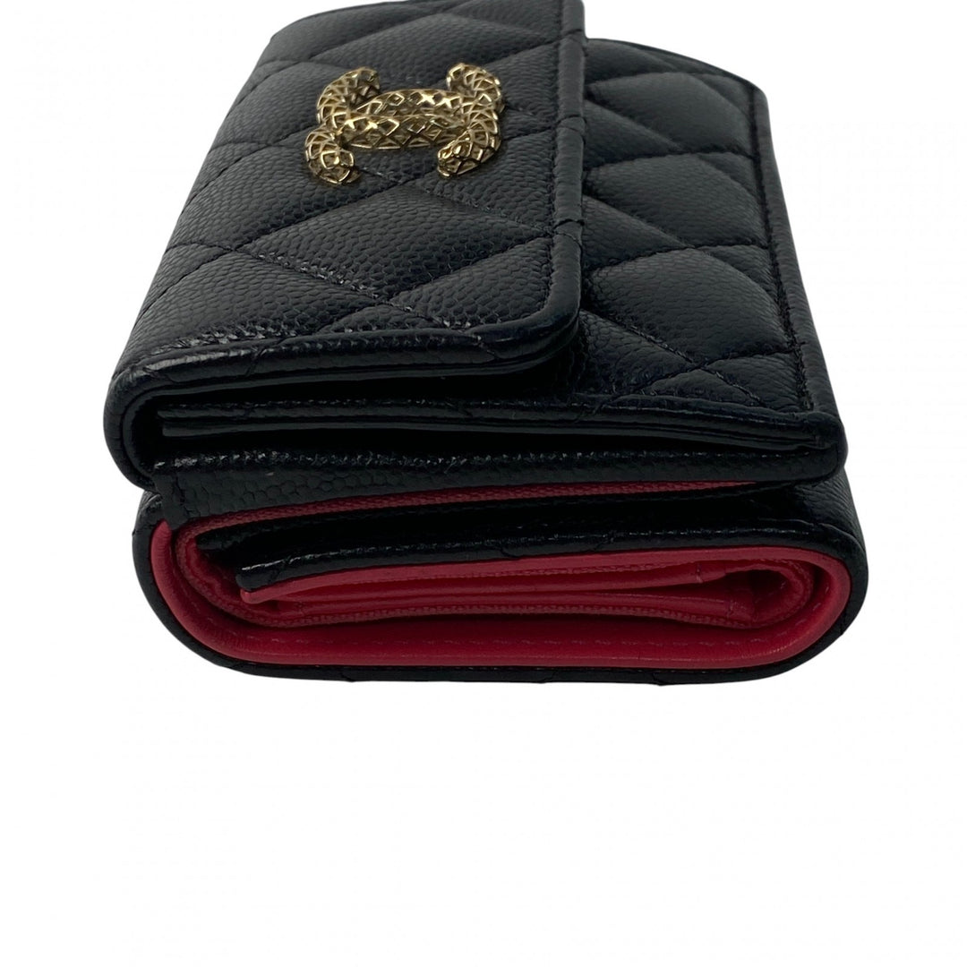 シャネル CHANEL レディース 三つ折り財布 ココマーク キャビアスキン ランダム