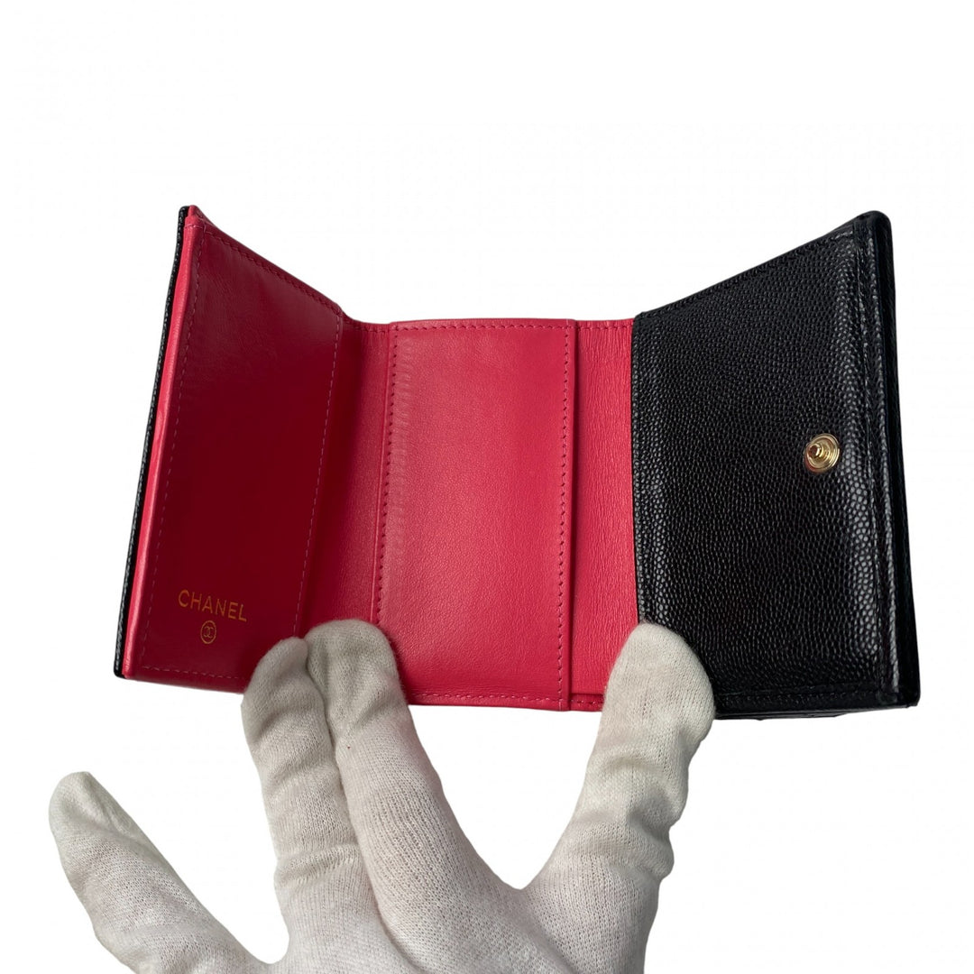 シャネル CHANEL レディース 三つ折り財布 ココマーク キャビアスキン ランダム