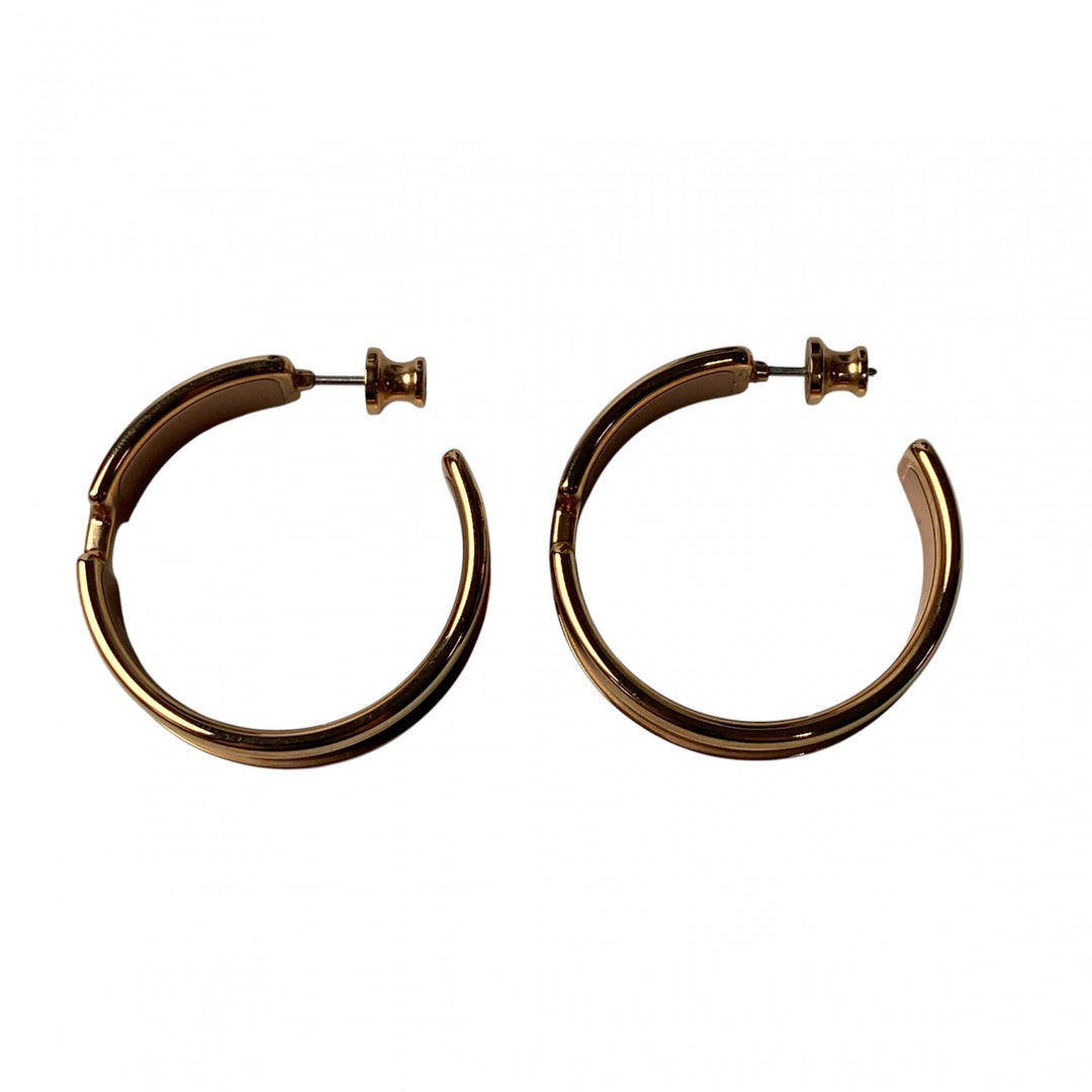 美品 エルメス HERMES レディース オランプ フープ ピアス ブラック ゴールド