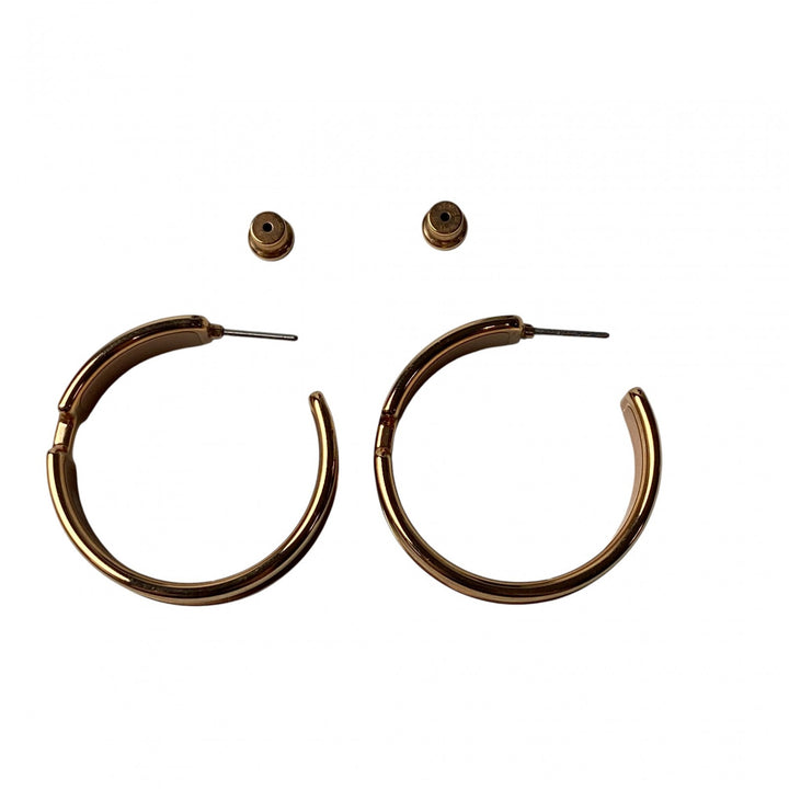 美品 エルメス HERMES レディース オランプ フープ ピアス ブラック ゴールド