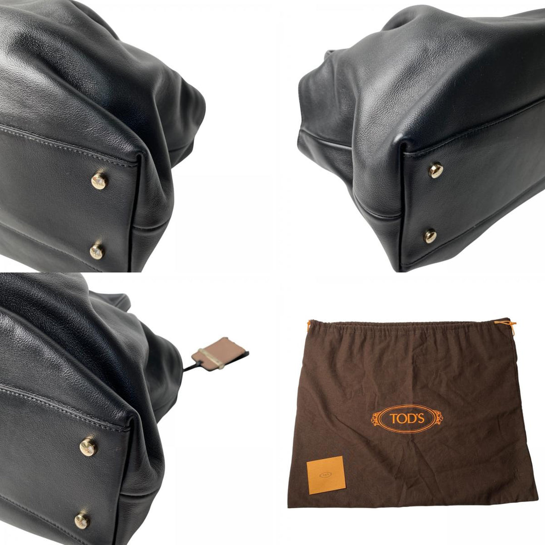 美品 トッズ TOD's レディース ハンドバッグ レザー ブラック 黒 MP33