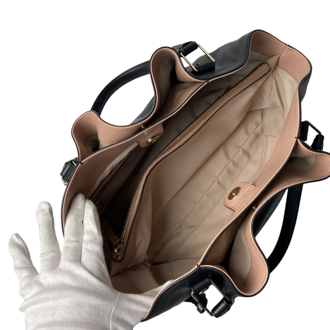 美品 トッズ TOD's レディース ハンドバッグ レザー ブラック 黒 MP33