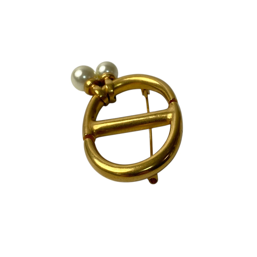 ディオール DIOR レディース CDロゴ ブローチ フェイクパール