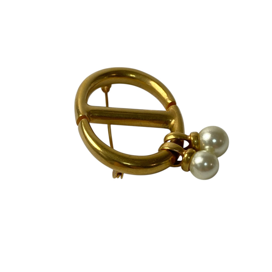 ディオール DIOR レディース CDロゴ ブローチ フェイクパール