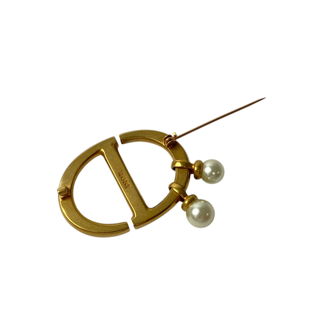 ディオール DIOR レディース CDロゴ ブローチ フェイクパール