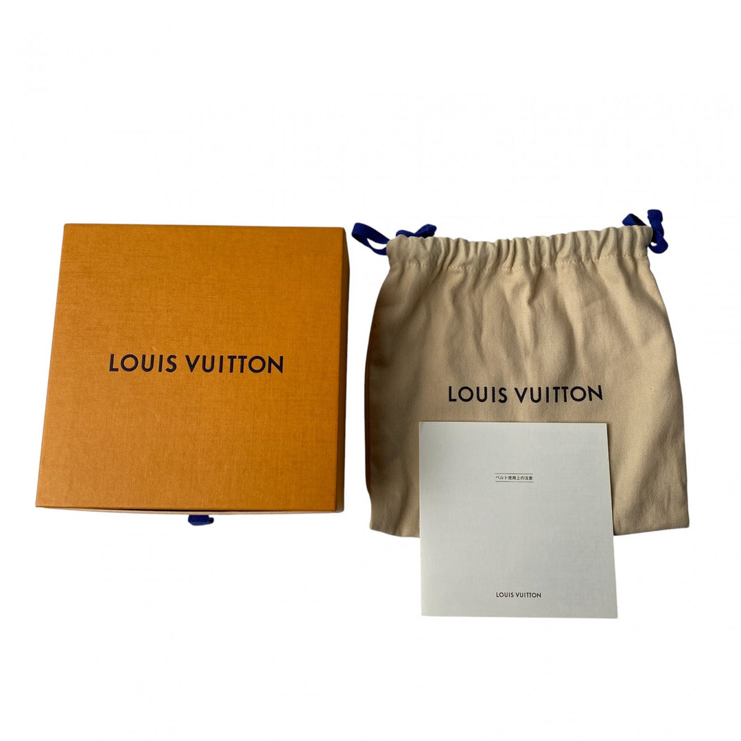 美品 ルイヴィトン LOUIS VUITTON メンズ サンチュール LVバッグル レザー ベルト M0368 AC1221