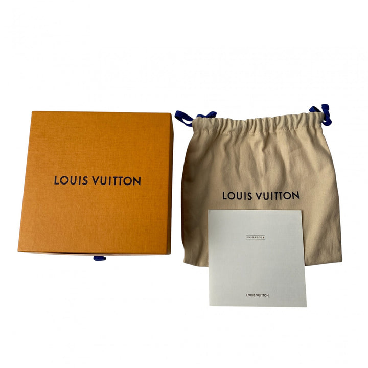 美品 ルイヴィトン LOUIS VUITTON メンズ サンチュール LVバッグル レザー ベルト M0368 AC1221