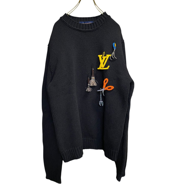 新品 タグ付き ルイヴィトン LOUIS VUITTON メンズ エンブロイダード ニット ビーズ S